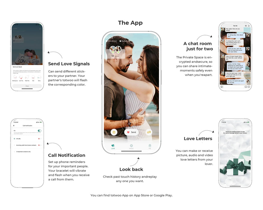 Light Up & Vibrate Long Distance Agate Touch Bracelets For Couples On Sale