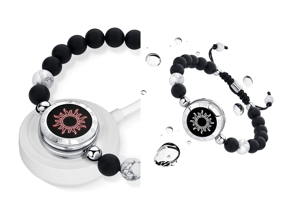 Light Up & Vibrate Long Distance Agate Touch Bracelets For Couples On Sale