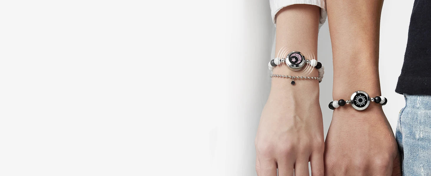 Light Up & Vibrate Long Distance Agate Touch Bracelets For Couples On Sale