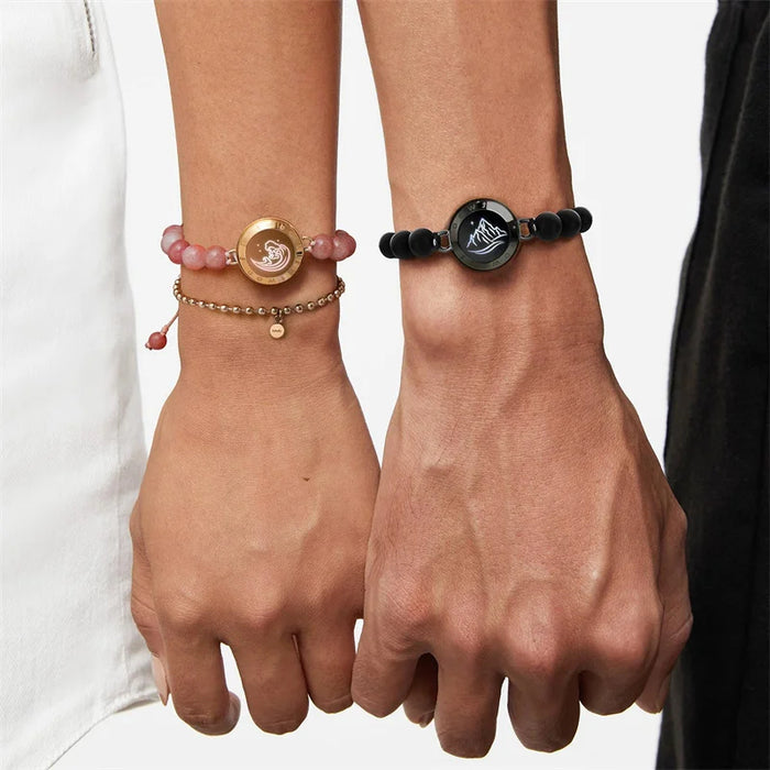 Light Up & Vibrate Long Distance Agate Touch Bracelets For Couples On Sale