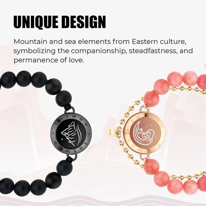 Light Up & Vibrate Long Distance Agate Touch Bracelets For Couples On Sale