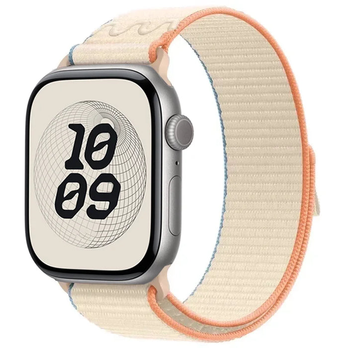Milky White Nylon Sport Loop Watch Band for Apple Watch 38mm 40mm 41mm 42mm 44mm 45mm 46mm 49mm On Sale