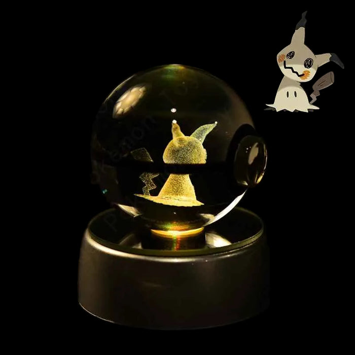 3D Crystal Glass Poke Ball Night Lights Collection Contained Inside Anime Characters On Sale
