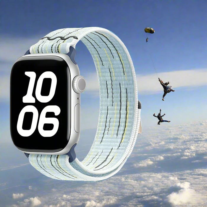 NIKE Style Blue Nylon Sport Watch Straps Collection For Apple Watch 38mm, 40mm, 41mm, 42mm, 44 mm, 45mm, 46mm, 49mm On Sale