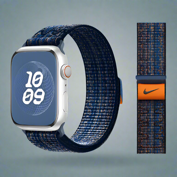 NIKE Style Game Royal Orange Nylon Sport Watch Straps Collection For Apple Watch 38mm, 40mm, 41mm, 42mm, 44 mm, 45mm, 46mm, 49mm On Sale