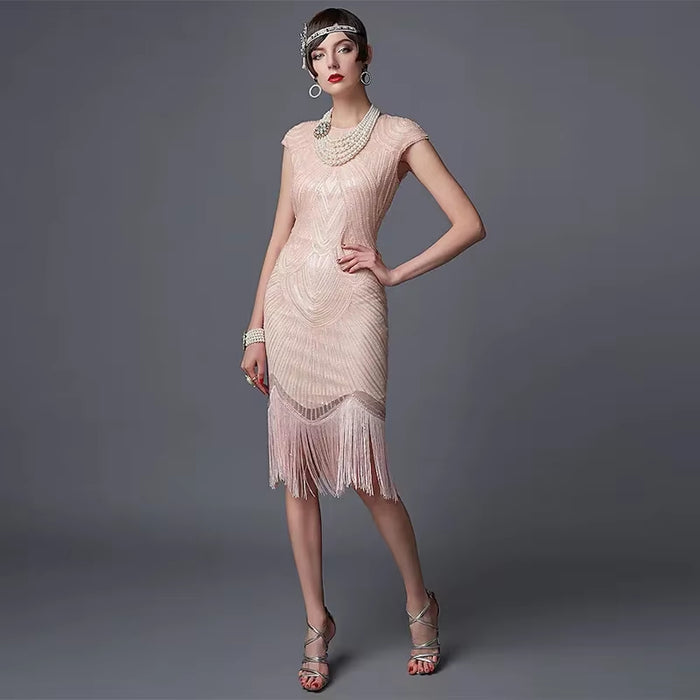 Pink O-Neck The Great Gatsby Style Flapper Dress On Sale