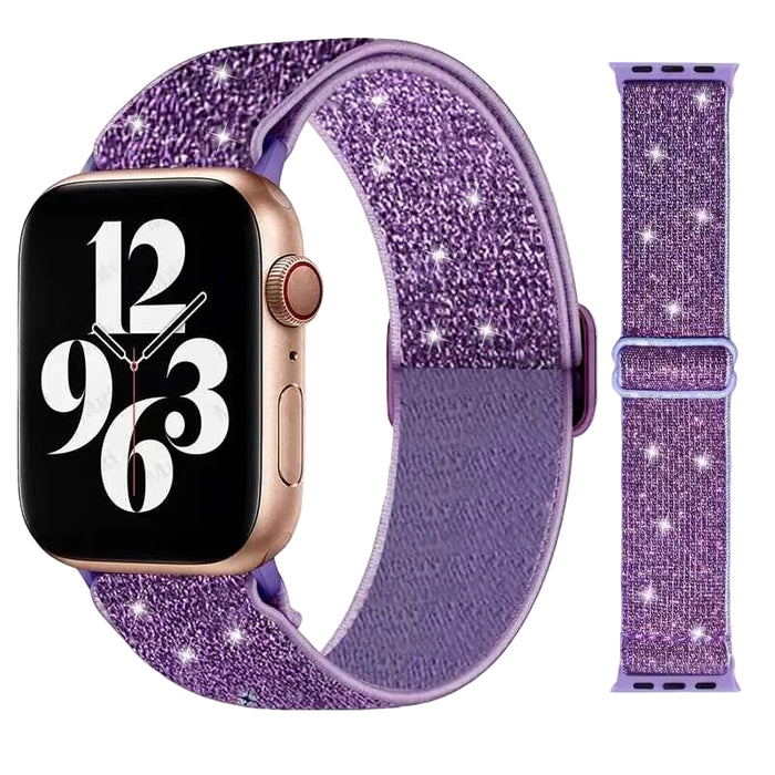 Purple Glitter Sparkle Nylon Strap for Apple Watch 38mm, 40mm, 41mm, 42mm, 44 mm, 45mm On Sale