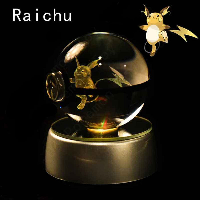 3D Crystal Glass Poke Ball Night Lights Collection Contained Inside Anime Characters On Sale