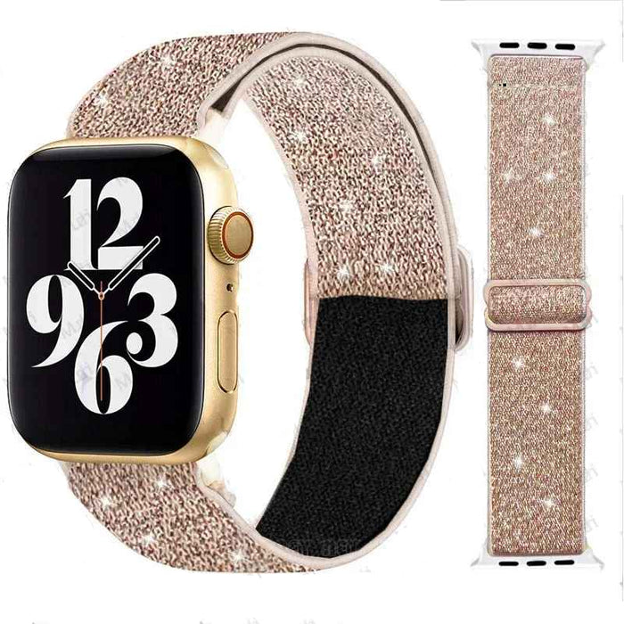 Rose Gold Glitter Sparkle Nylon Strap for Apple Watch 38mm, 40mm, 41mm, 42mm, 44 mm, 45mm On Sale