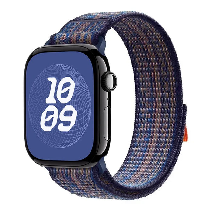 Royal Blue Orange Nylon Sport Loop Watch Band for Apple Watch 38mm 40mm 41mm 42mm 44mm 45mm 46mm 49mm On Sale