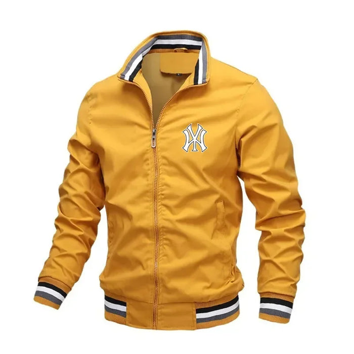 Unisex Varsity Jacket – Lightweight Retro Baseball Style Coat for Men and Women In Yellow On Sale