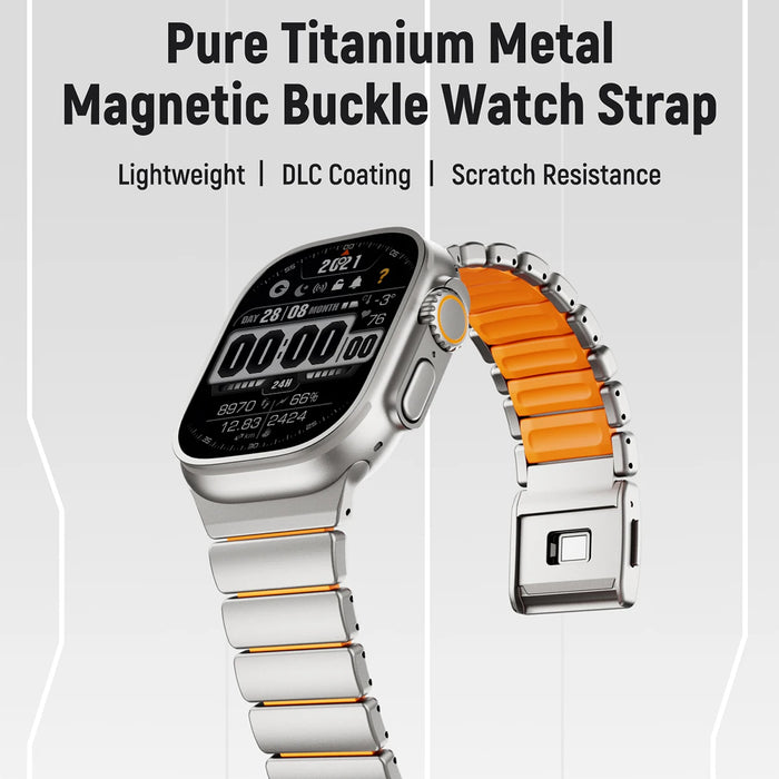 Luminous Magnetic Titanium-style Watch Band Compatible With Apple Watch Series On Sale
