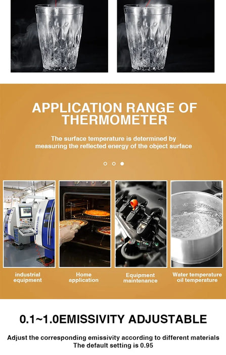 Handheld Non Contact Digital Infrared Thermometer Laser Point Temperature Reader With Humidity and Dew Point Display On Sale
