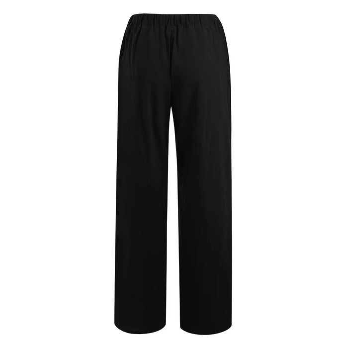 Women Fashion Low Waisted Comfy Black Cotton Linen Straight Leg Sweatpants On Sale