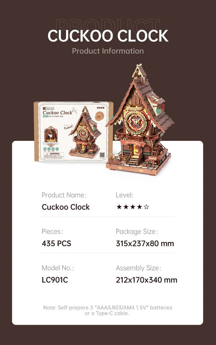 Cuckoo Clock DIY Mechanical 3D Wooden Puzzle Kit On Sale