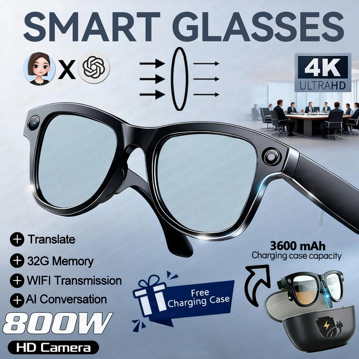 AI Smart Eyewear With Touch Control And Charging Case For Photo, Music, Calls, Hands-free video and Audio Recording On Sale
