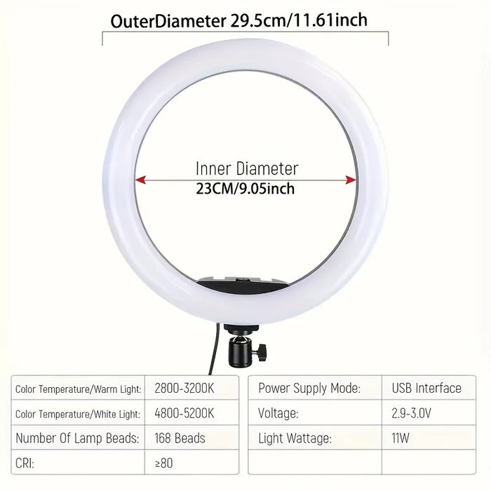 12" 23cm LED Ring Fill Light With Tripod Selfie Photography Phone Stand On Sale