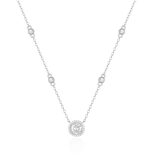 925 Sterling Silver Crystal Pendant Chain Choker Necklace On Sale