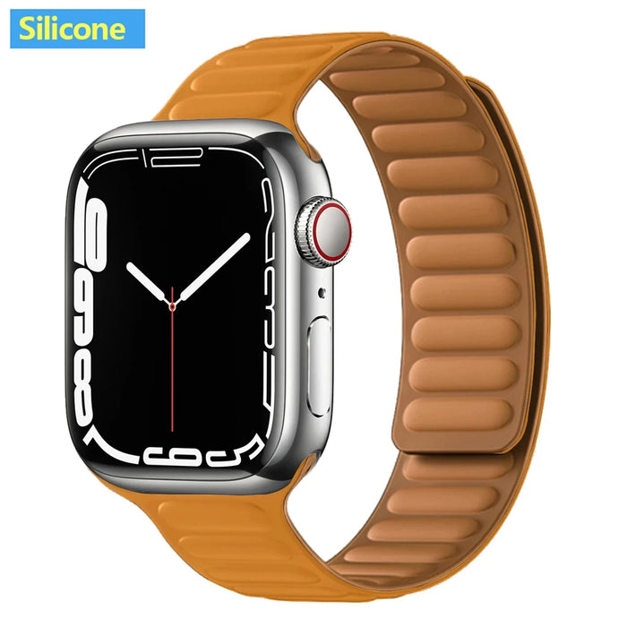 Gold Brown Silicone Link Magnetic Loop Apple Watch Band On Sale