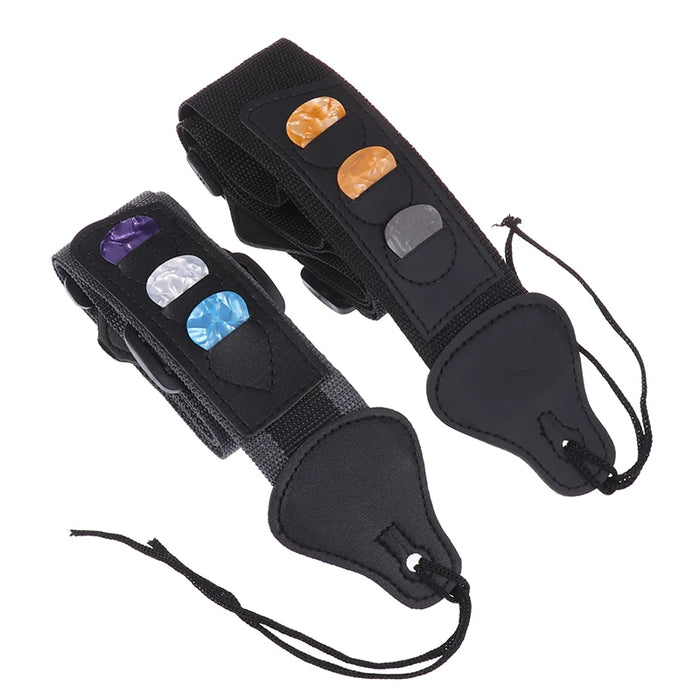 Adjustable Electric Guitar Strap with 3 Guitar Pick Holders Design - Acoustic Guitar Belt On Sale