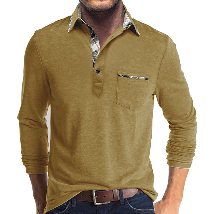 Yellow Modern Long Sleeve Men Polo Shirt On Sale