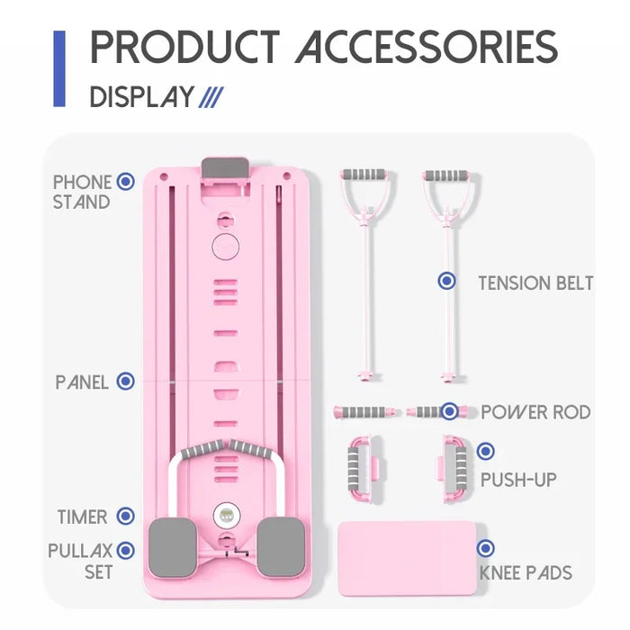 6-in-1 Foldable Multi-Purpose Pink Pilates Exercise Board For Abdominal And Core Strength Workout Training On Sale