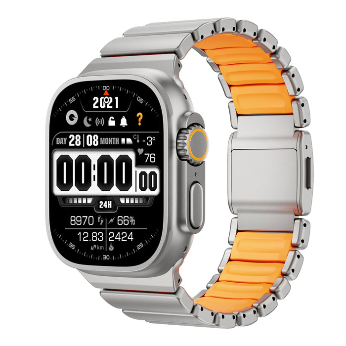 Titanium Orange Magnetic Titanium-style Watch Band Compatible With Apple Watch Series On Sale
