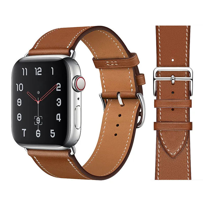 Brown Genuine Leather Loop Apple Watch Band For iWatch Series On Sale