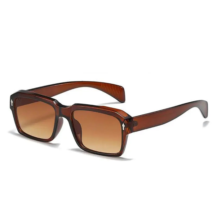 Brown Classic Retro Style Rectangle HD Lens UV400 Sunglasses On Sale