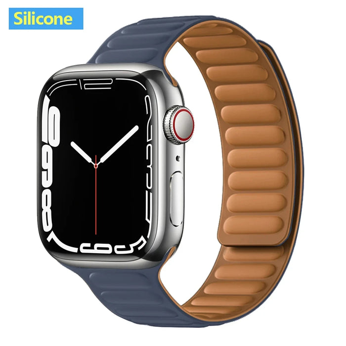 Dark Blue Silicone Link Magnetic Loop Apple Watch Band On Sale