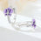 925 Sterling Silver Floral Design Hoop Earrings - Purple Enamel Butterfly Orchid On Sale