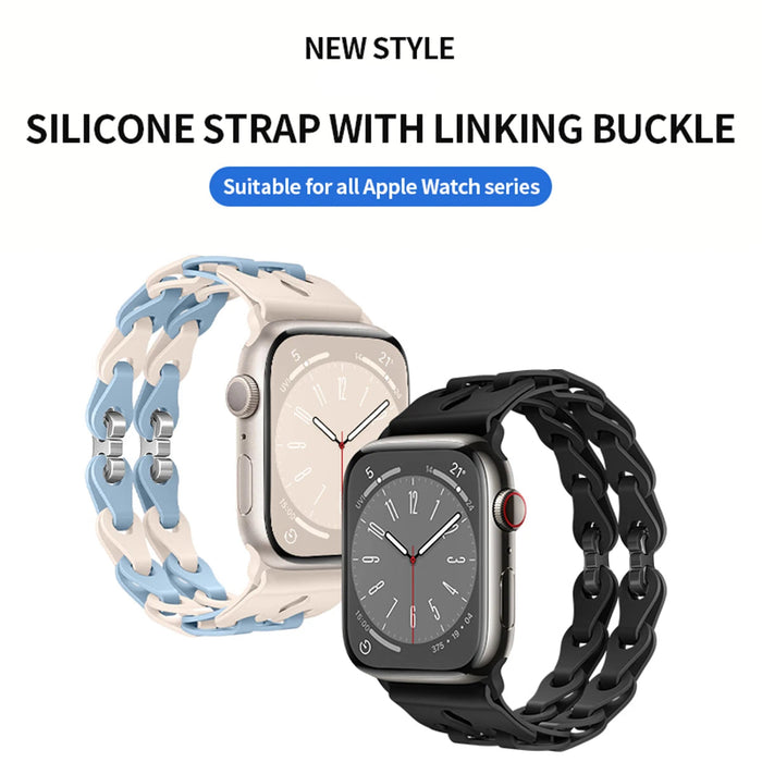 Bike Chain Link Silicone Watch Band for Apple Watch Compatible Models 38mm - 49mm On Sale