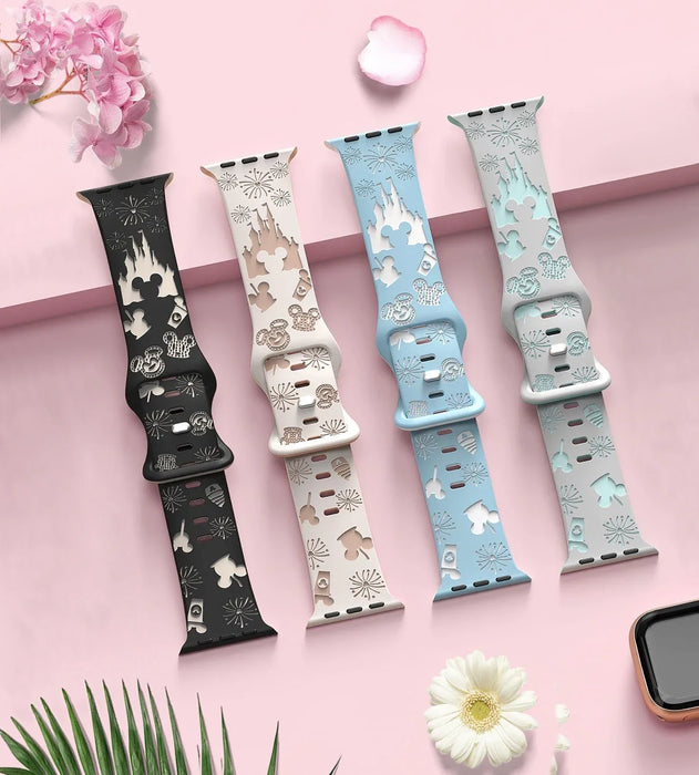 3D Dream Disney Mickey Mouse Castle Theme Design Silicone Apple Watch Band On Sale