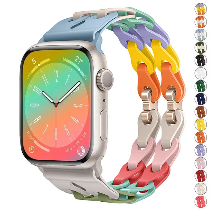 Bike Chain Link Silicone Watch Band for Apple Watch Compatible Models 38mm - 49mm On Sale