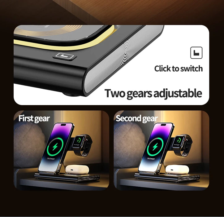 3-in-1 wireless charging stand for compatible smartphone, smartwatch and earbuds on sale