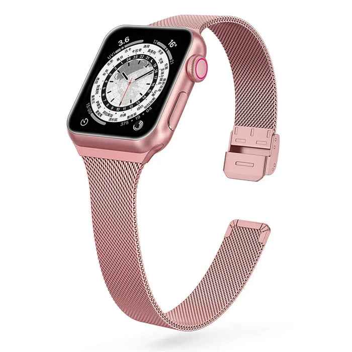 Rose Pink Slim Milanese Strap For Apple Watch Series 8, 7, SE, 6, 5, 4, 3 On Sale