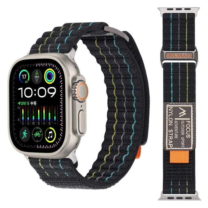 Black Outdoor Sport Adventure Nylon Trail Loop Strap Collection for Apple Watch Band Ultra, 49mm, 46mm, 45mm,  42mm, 41mm, 40mm, 38mm On Sale