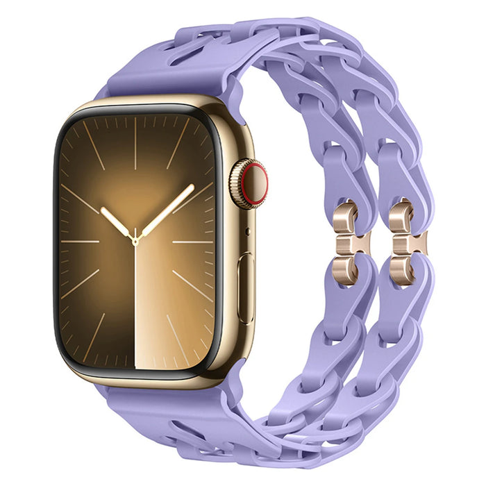 Purple Bike Chain Link Silicone Watch Band for Apple Watch Compatible Models 38mm - 49mm On Sale
