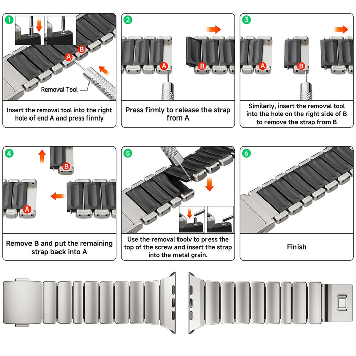 Luminous Magnetic Titanium-style Watch Band Compatible With Apple Watch Series On Sale