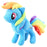 Adorable Rainbow Hair Blue Little Pony Plush Doll Anime Style Fantasy Character Plush Toy 28-33cm On Sale