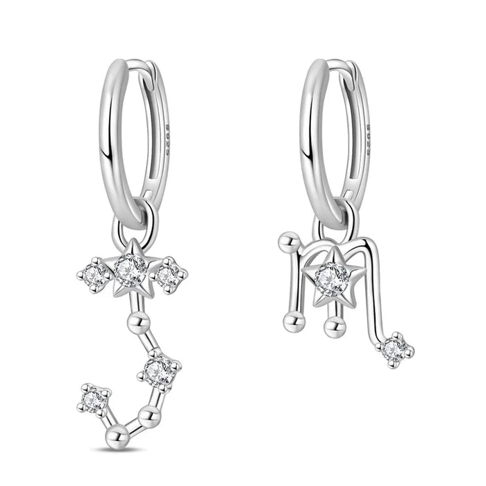 12 Constellation 925 Sterling Silver Scorpio Hoop Earrings Timeless Zodiac Elegance On Sale