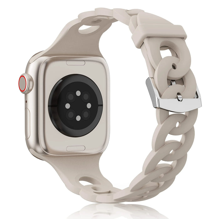 Stone Gray O-Ring Silicone Chain Link Bracelets For Apple Watch Band 38mm, 40mm, 41mm, 42mm, 44mm, 45mm, 46mm, 49mm On Sale