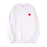 White Unisex Embroidered Red Heart Sweatshirt Casual Round Neck Cotton Blend Pullover Top On Sale