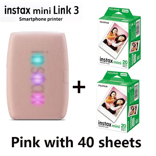 Fujifilm Instax Mini Link 3 Bluetooth Instant Photo Printer For Instax Mini Film – Portable Smartphone Printer (Pink) With 40 Sheets On Sale