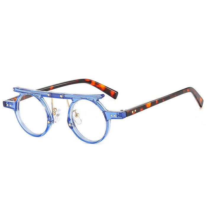 Blue Clear Retro UV400 Round Steampunk Sunglasses On Sale