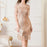Beige Sequin Fringe  High Waist Slimming Mid-Length Dress On Sale