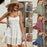 Women's Jacquard Dots Texture Drop-Waist Tie Shoulder Straps Square Neck Lace Loose Mini Dresses On Sale