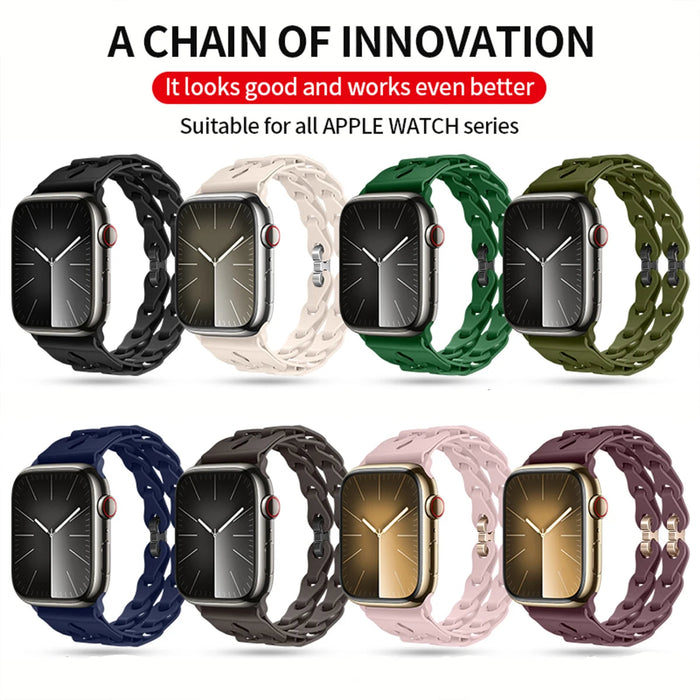 Bike Chain Link Silicone Watch Band for Apple Watch Compatible Models 38mm - 49mm On Sale