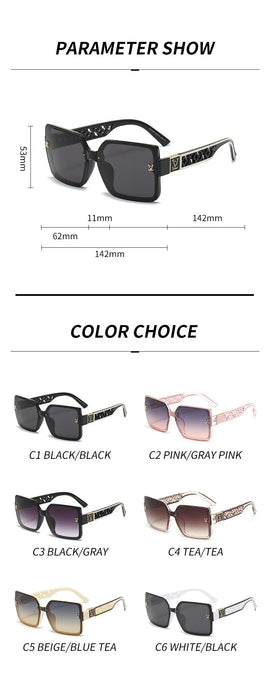 Classic Texture Frame Glamour Stylish Unisex UV400 Shades Square Sunglasses On Sale