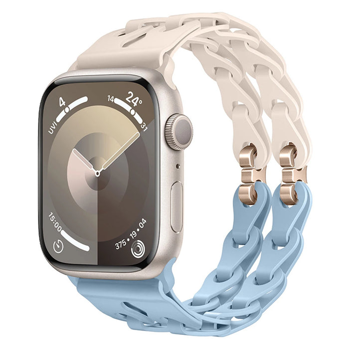 Blue Starlight Bike Chain Link Silicone Watch Band for Apple Watch Compatible Models 38mm - 49mm On Sale